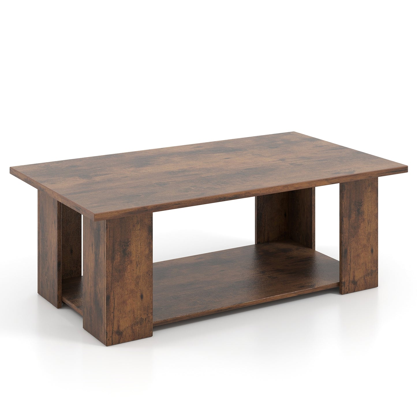 Large 36/41 Inch 2-tier Wooden Modern Coffee Table with Storage Shelf, Coffee Coffee Tables Coffee at Gallery Canada