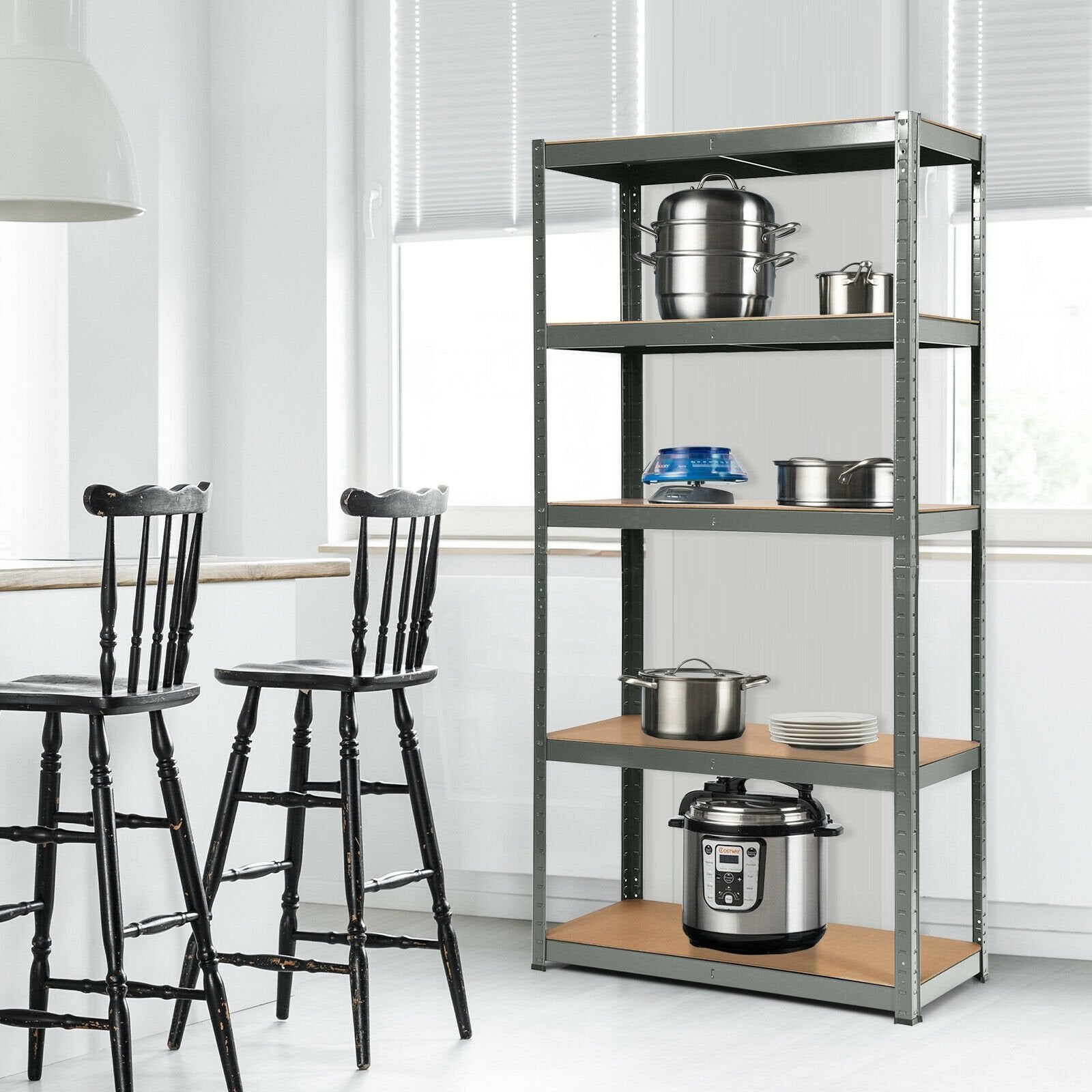 2 Pcs Storage Shelves Garage Shelving Units Tool Utility Shelves, Gray Industrial Shelving at Gallery Canada