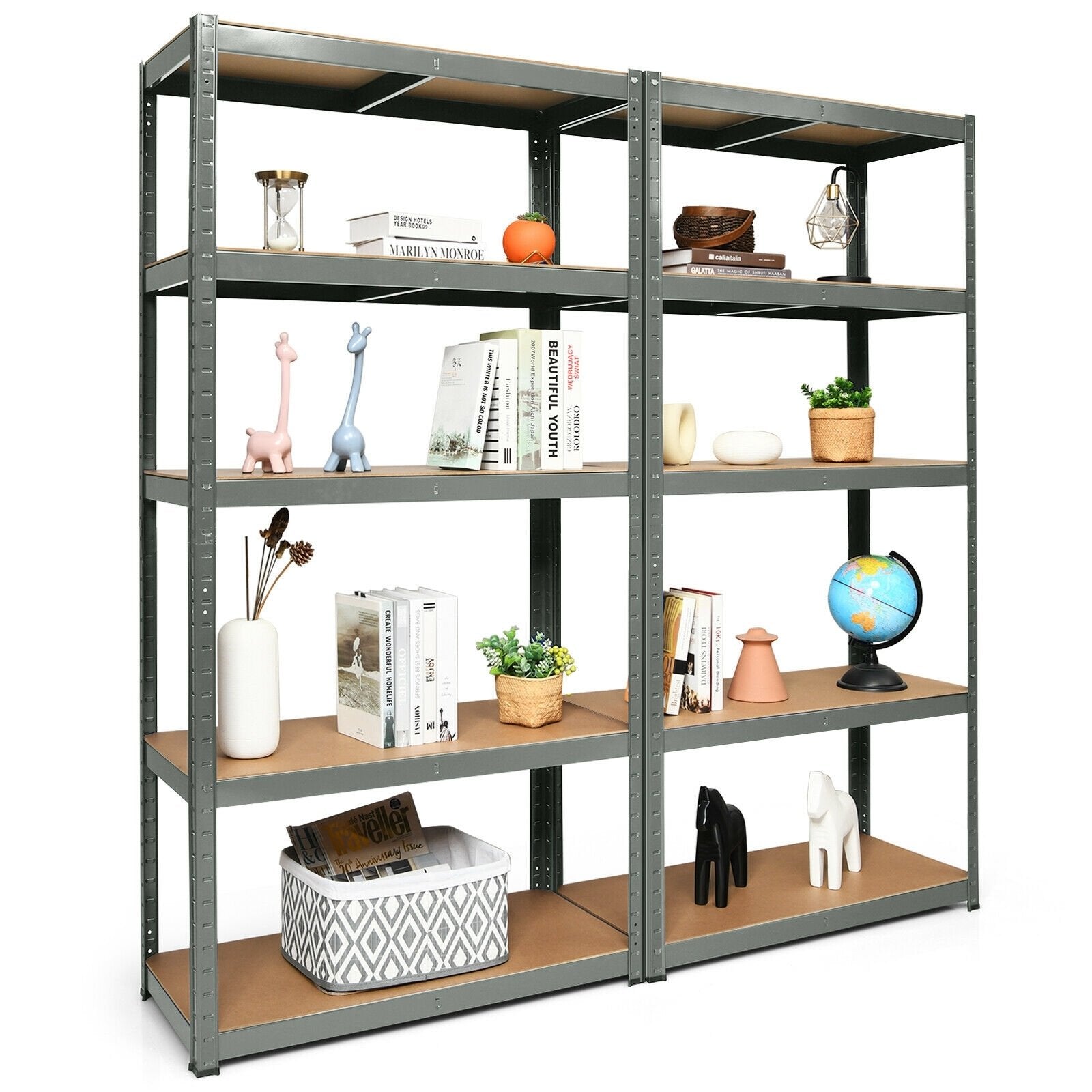 2 Pcs Storage Shelves Garage Shelving Units Tool Utility Shelves, Gray Industrial Shelving at Gallery Canada