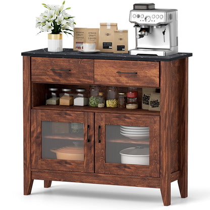 Coffee Bar Cabinet with 2 Drawers and 1 Open Compartment, Brown Kitchen Islands & Carts at Gallery Canada