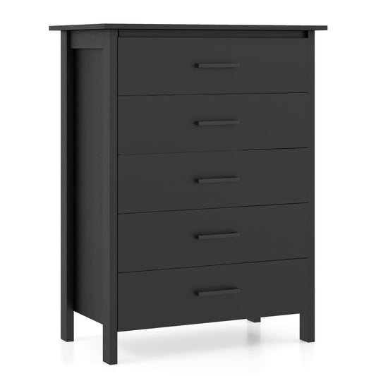 Modern 5-Drawer Multipurpose Chest Dresser with Metal Handles, Black Dressers & Chests Black at Gallery Canada