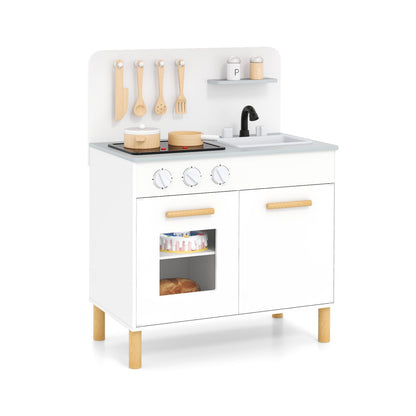 Kids Kitchen Playset with Cooking Accessories and Storage, White Play Kitchen Sets White at Gallery Canada