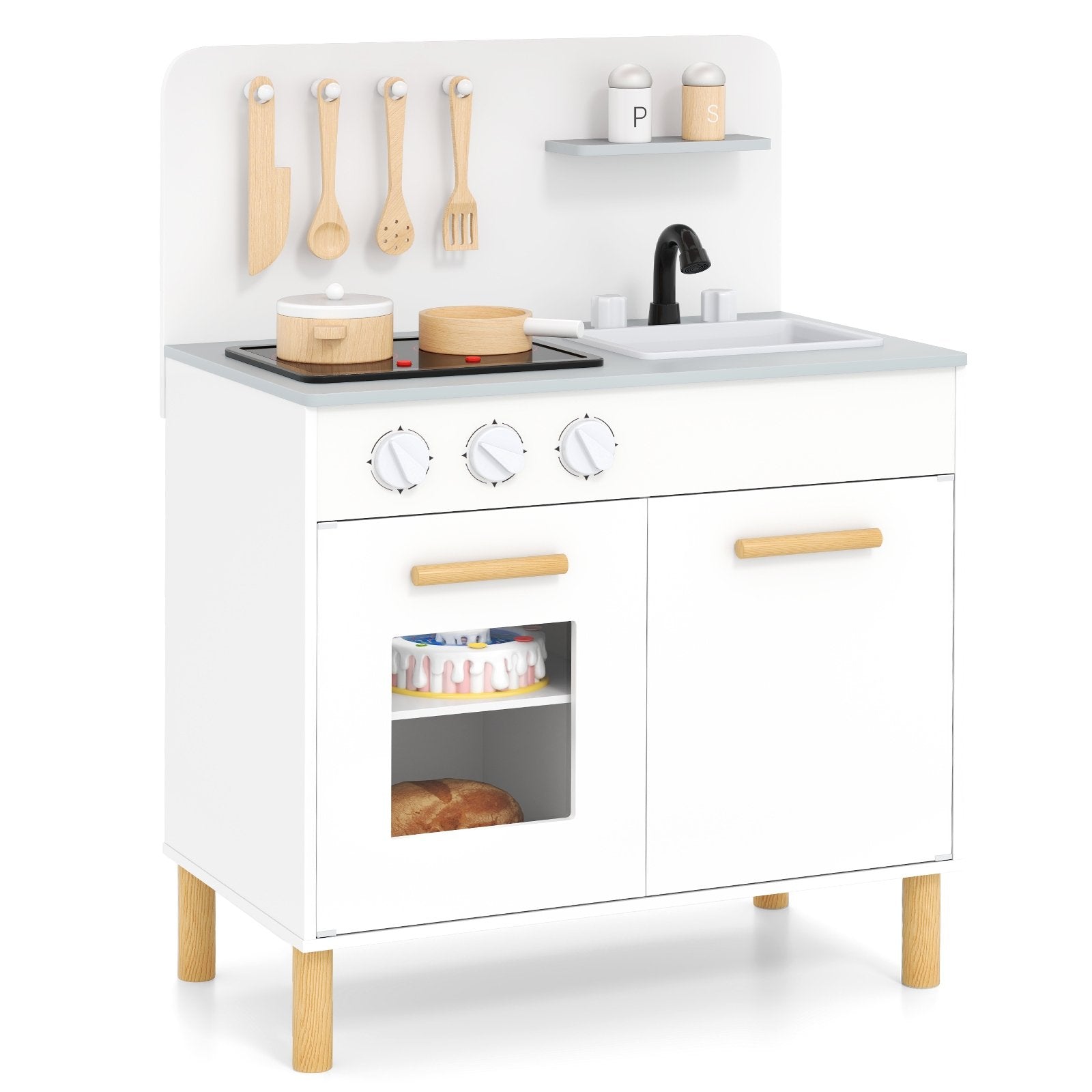 Kids Kitchen Playset with Cooking Accessories and Storage, White Play Kitchen Sets at Gallery Canada