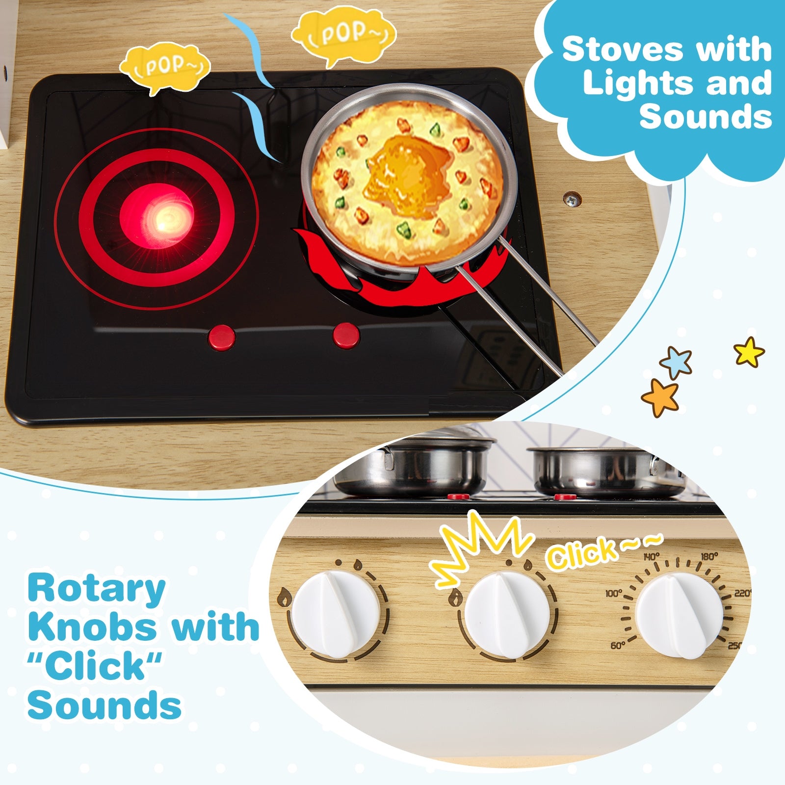 Kids Kitchen Playset with Lights Sounds Microwave Stoves Sink Oven and Cooking Accessories, White Play Kitchen Sets at Gallery Canada