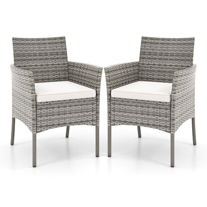 2 Pieces Outdoor PE Rattan Armchairs with Cozy Seat Cushions, White Patio Dining Chairs White at Gallery Canada