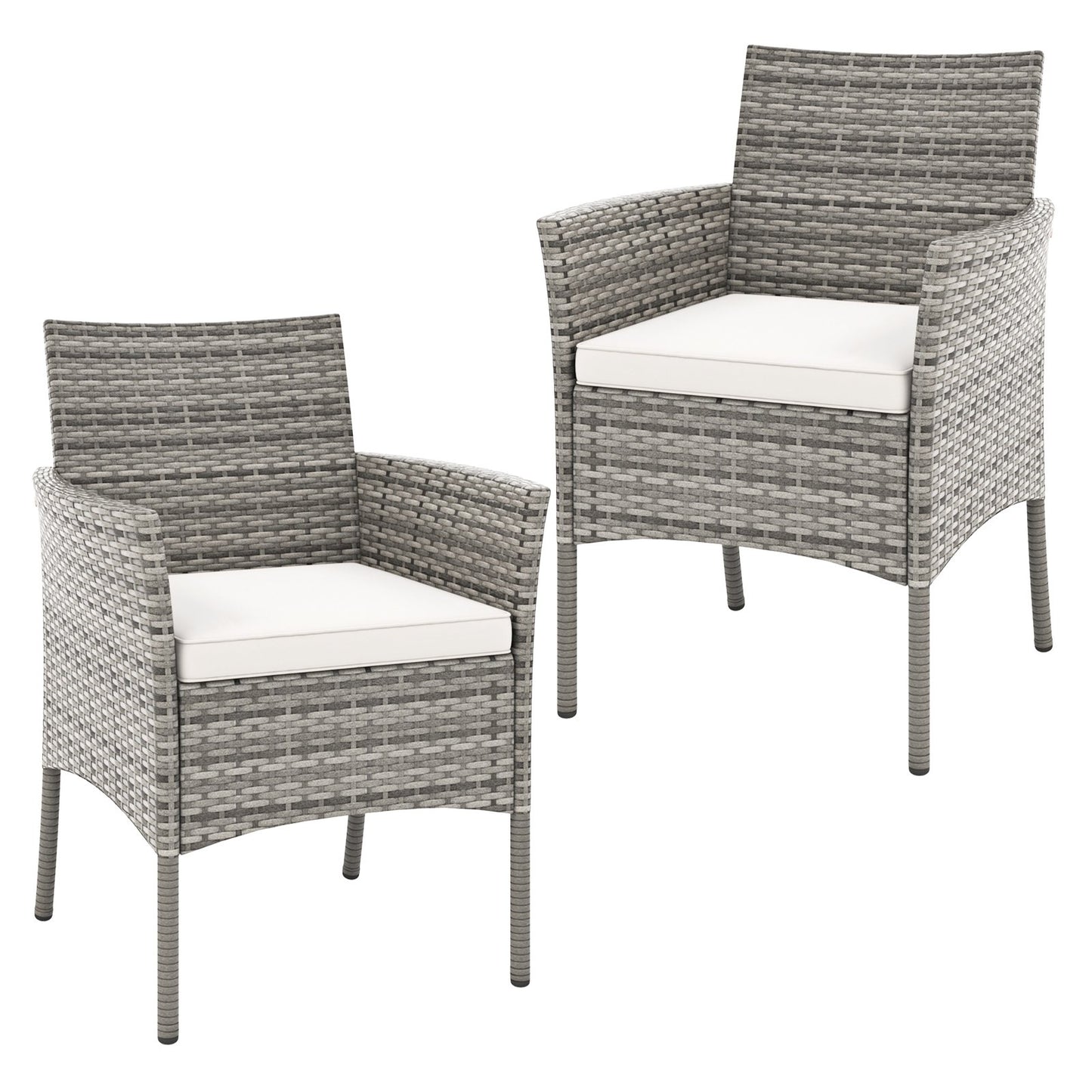 2 Pieces Outdoor PE Rattan Armchairs with Cozy Seat Cushions, White Patio Dining Chairs at Gallery Canada