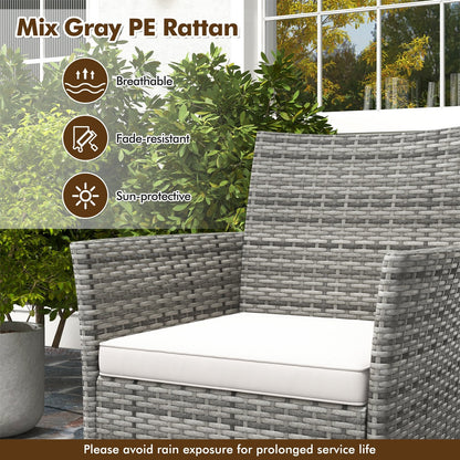 2 Pieces Outdoor PE Rattan Armchairs with Cozy Seat Cushions, White Patio Dining Chairs at Gallery Canada