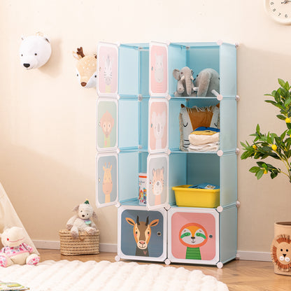 8-Cube Kids Wardrobe Closet with Clothes Hanging Section and Doors, Blue Kids Storage   at Gallery Canada