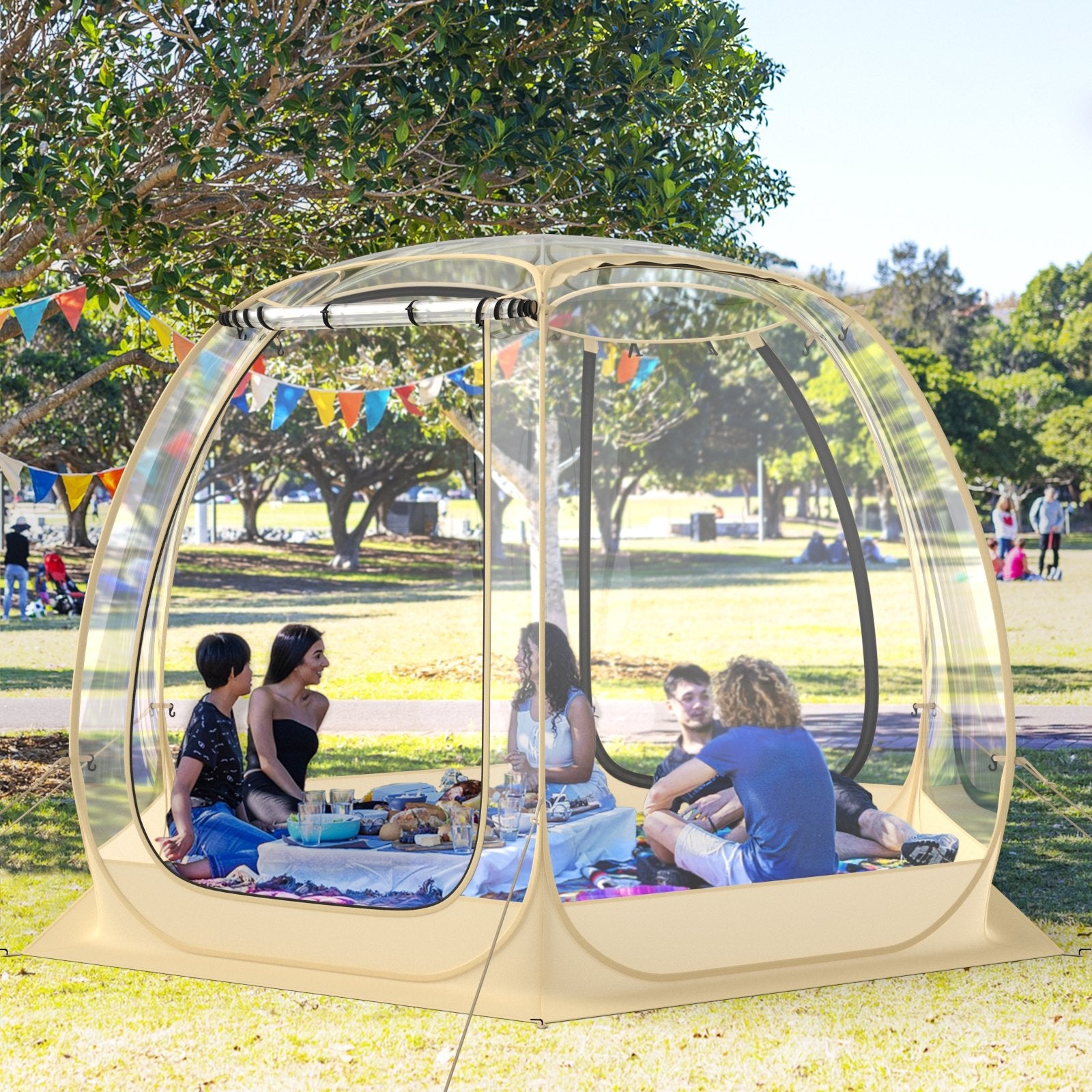 11 x 11 Feet Clear Dome Pop up Bubble Tent with Carrying Bag for 6-10 People, Beige Tents at Gallery Canada