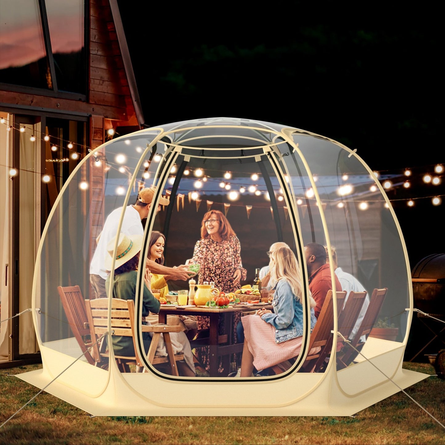 11 x 11 Feet Clear Dome Pop up Bubble Tent with Carrying Bag for 6-10 People, Beige Tents at Gallery Canada