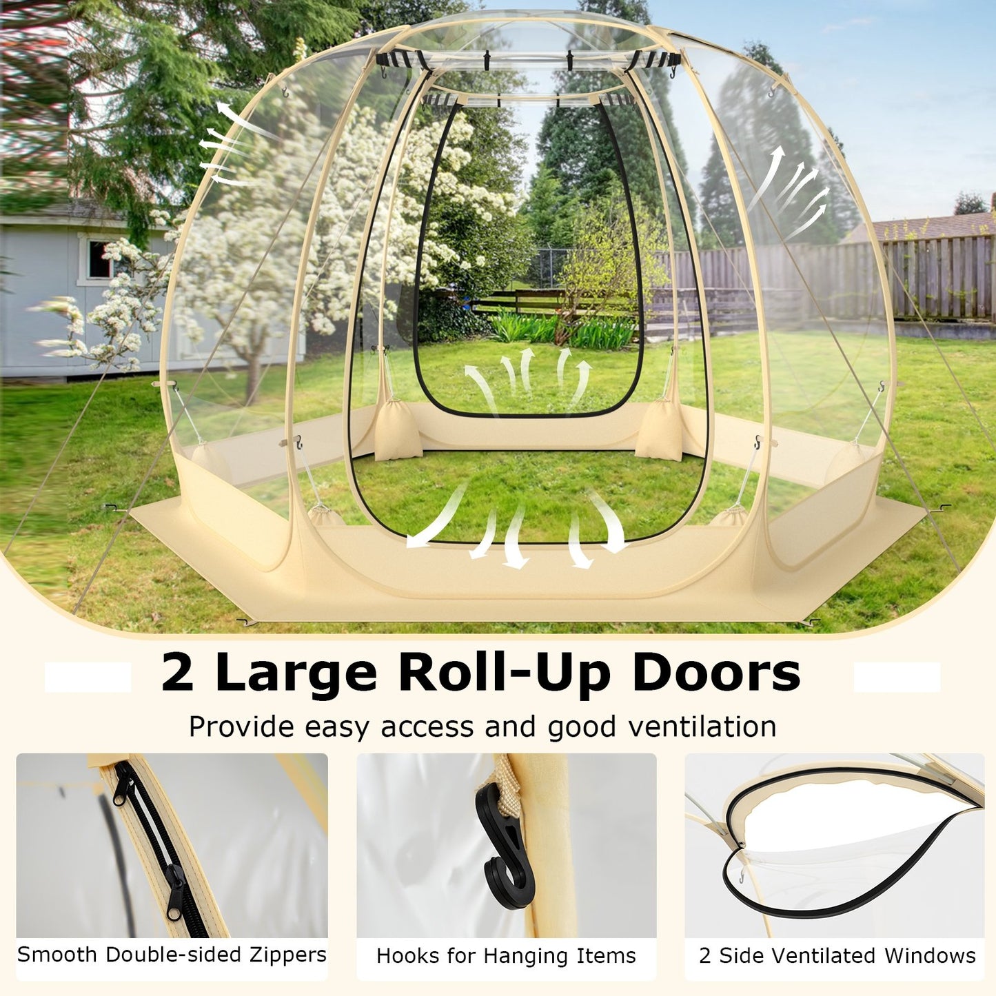 11 x 11 Feet Clear Dome Pop up Bubble Tent with Carrying Bag for 6-10 People, Beige Tents at Gallery Canada