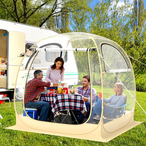 Instant Pop up Sports Tent with Carrying Bag and Floor Mat for 1-2/5-6 People-M, Beige