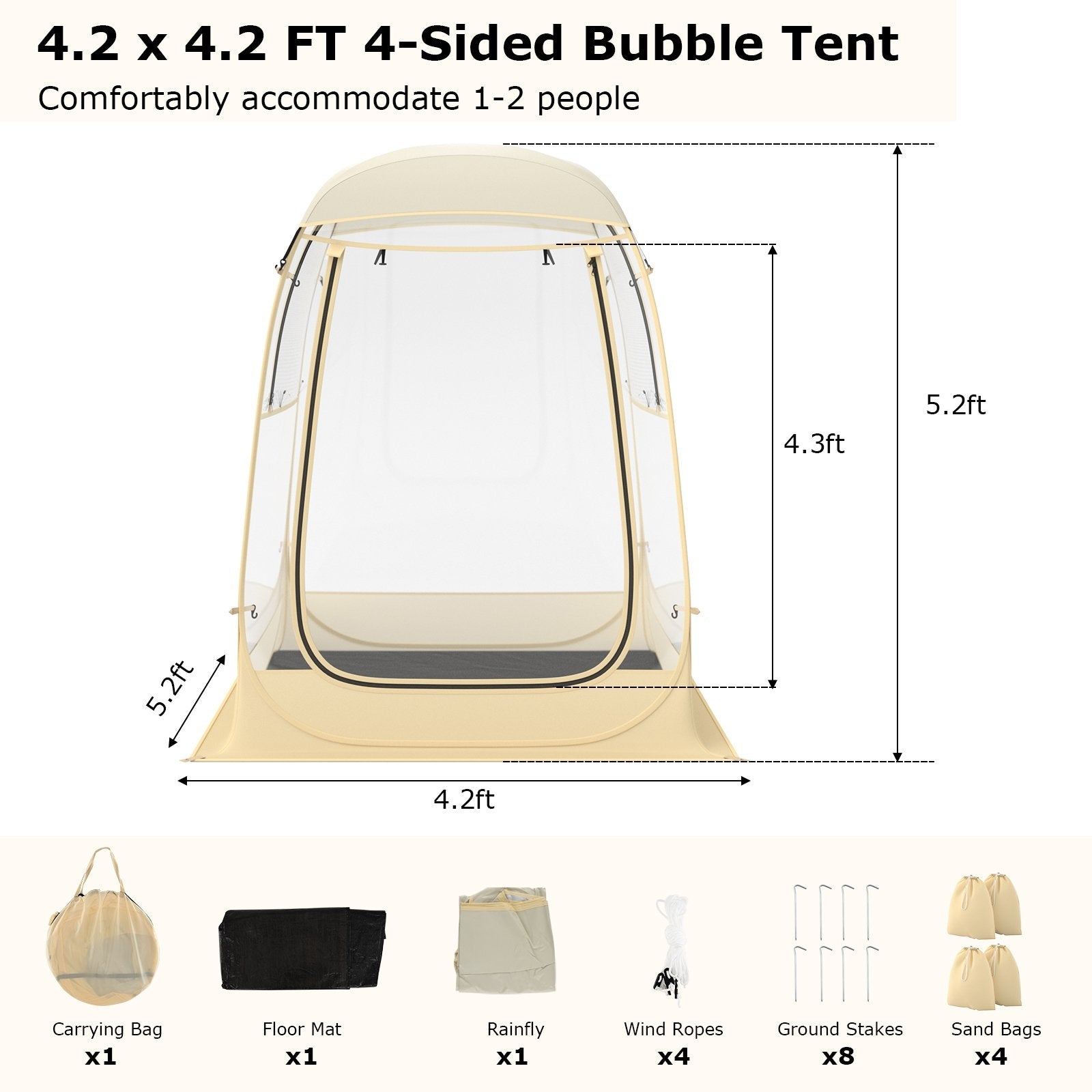 Instant Pop up Sports Tent with Carrying Bag and Floor Mat for 1-2/5-6 People-S Tents at Gallery Canada