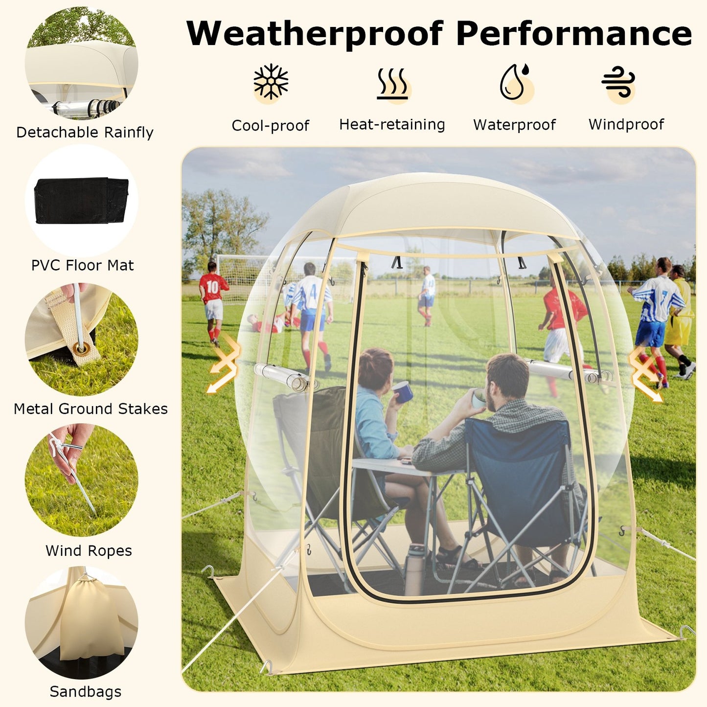 Instant Pop up Sports Tent with Carrying Bag and Floor Mat for 1-2/5-6 People-S Tents at Gallery Canada