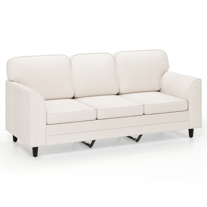 Upholstered Teddy Velvet 3-Seat Sofa with Comfy Back Pillows, White Sofas & Loveseats White at Gallery Canada