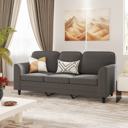 Upholstered Teddy Velvet 3-Seat Sofa with Comfy Back Pillows, Gray Sofas & Loveseats at Gallery Canada