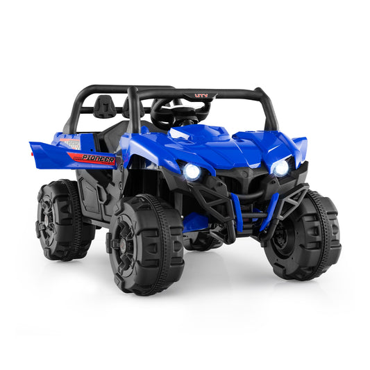 12V Battery Powered Electric Vehicle with Remote Control and 3 Speeds, Blue Powered Ride On Toys Blue at Gallery Canada