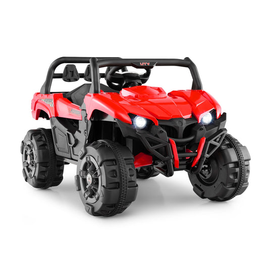 12V Battery Powered Electric Vehicle with Remote Control and 3 Speeds, Red Powered Ride On Toys Red at Gallery Canada