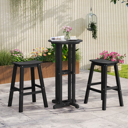 29 Inch HDPE Patio Bar Stool Set of 2 Armless Saddle Stools, Black Bar Stools at Gallery Canada