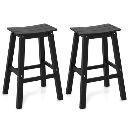 29 Inch HDPE Patio Bar Stool Set of 2 Armless Saddle Stools, Black Bar Stools Black at Gallery Canada