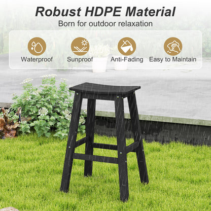 29 Inch HDPE Patio Bar Stool Set of 2 Armless Saddle Stools, Black Bar Stools at Gallery Canada