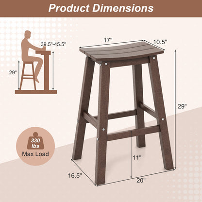 29 Inch HDPE Patio Bar Stool Set of 2 Armless Saddle Stools, Brown Bar Stools at Gallery Canada