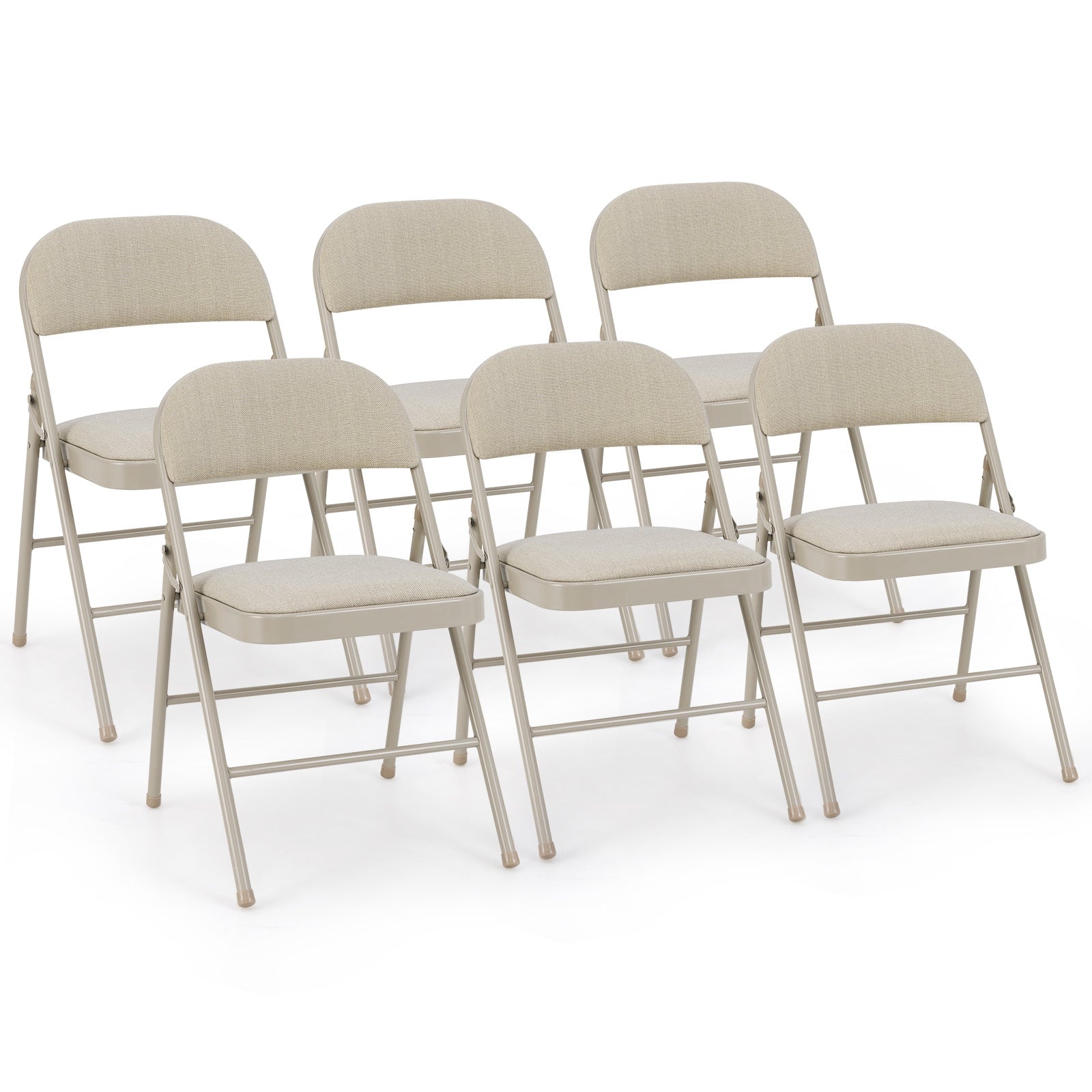 Foldable Chair Set of 6 with Padded Seat Seat and Fabric Covered Backrest-Set of 6, Beige Chairs Beige at Gallery Canada