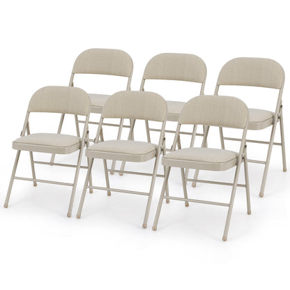 Foldable Chair Set of 6 with Padded Seat Seat and Fabric Covered Backrest-Set of 6, Beige Chairs at Gallery Canada