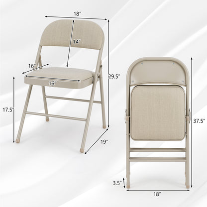 Foldable Chair Set of 6 with Padded Seat Seat and Fabric Covered Backrest-Set of 6, Beige Chairs at Gallery Canada