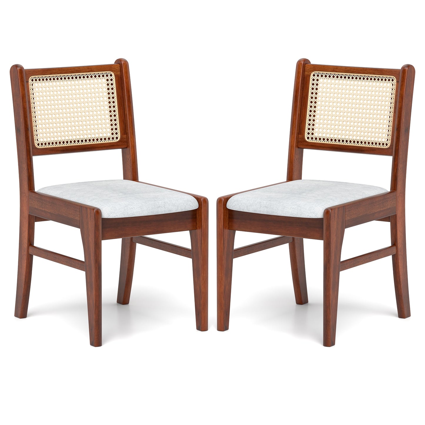 Wooden Kitchen Chairs with Cane Back Rubber Wood Frame and Padded Seat, Coffee Dining Chairs Coffee at Gallery Canada