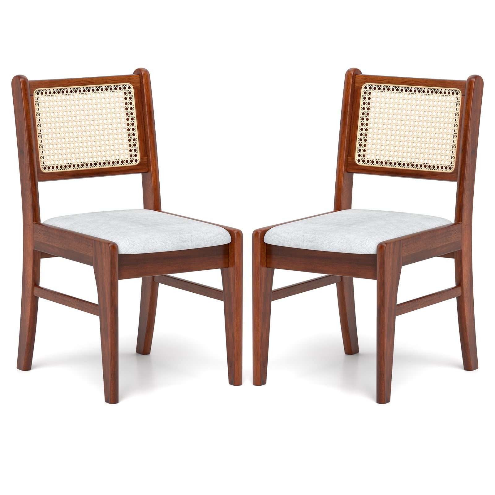 Wooden Kitchen Chairs with Cane Back Rubber Wood Frame and Padded Seat, Coffee Dining Chairs Coffee at Gallery Canada