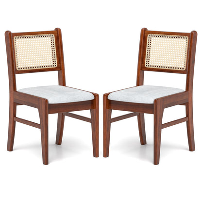 Wooden Kitchen Chairs with Cane Back Rubber Wood Frame and Padded Seat, Coffee Dining Chairs Coffee at Gallery Canada