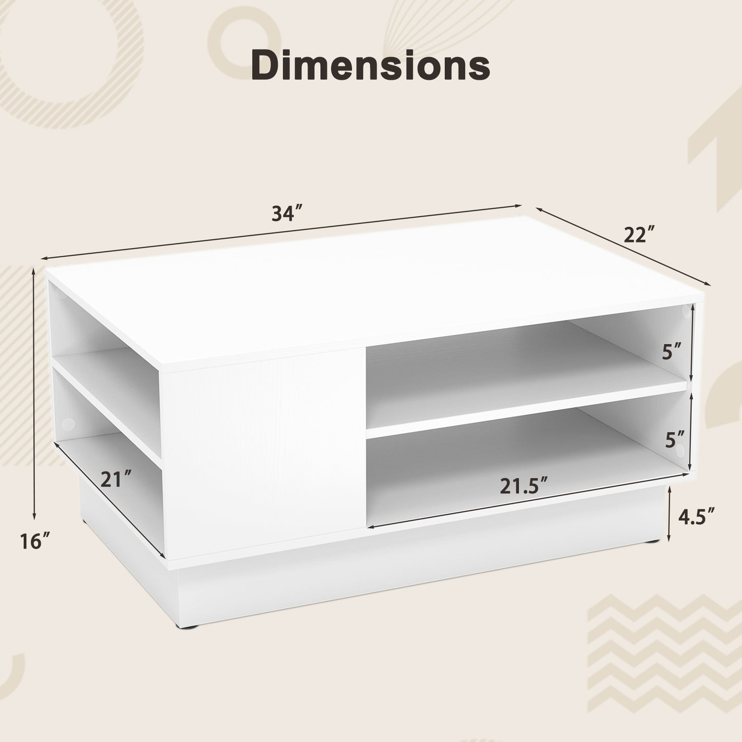 Modern Coffee Table with 2-Tier Open Storage Shelves, White Coffee Tables at Gallery Canada