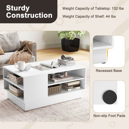 Modern Coffee Table with 2-Tier Open Storage Shelves, White Coffee Tables at Gallery Canada