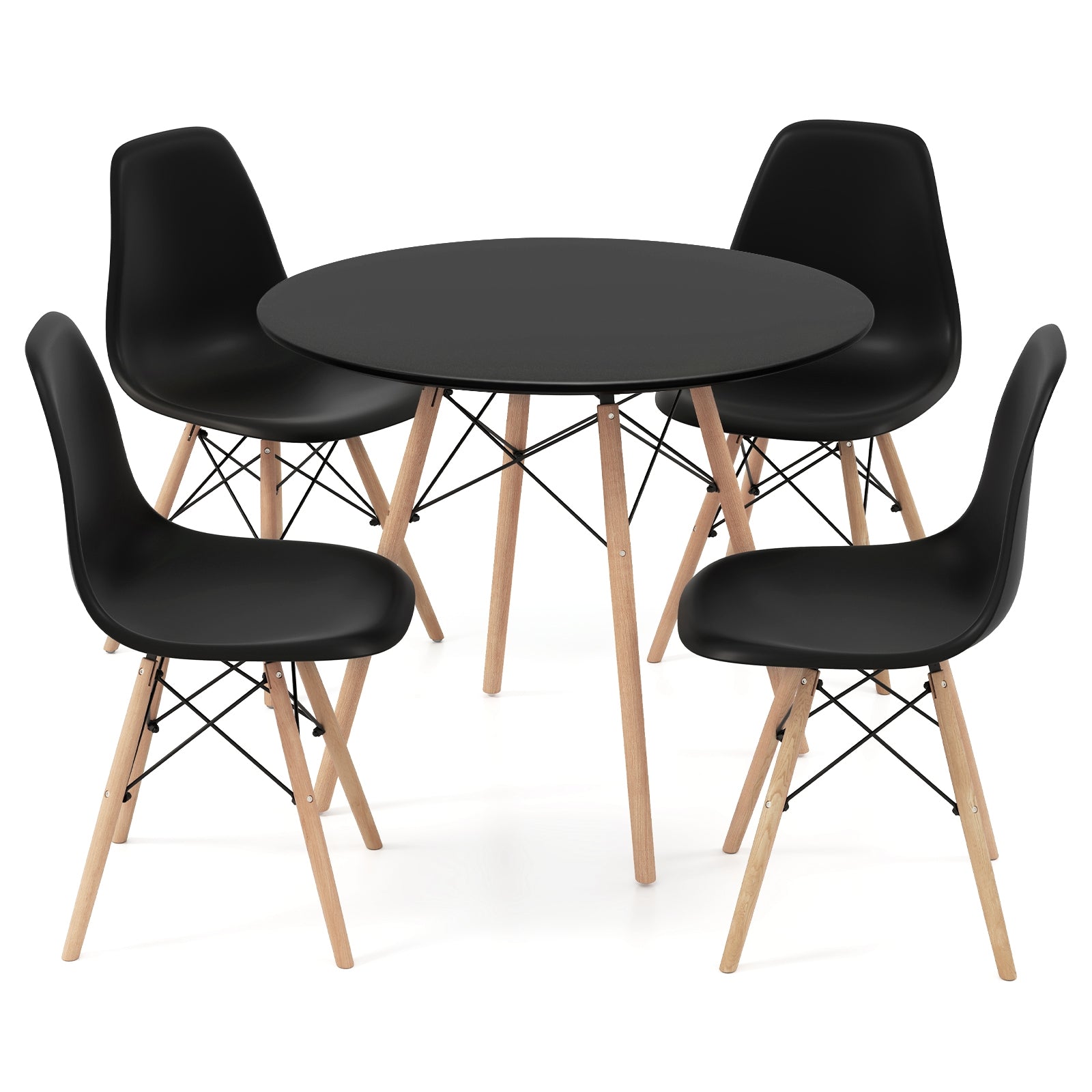 5 Pieces Dining Table Set With Solid Wood Leg, Black Dining Room Sets Black at Gallery Canada