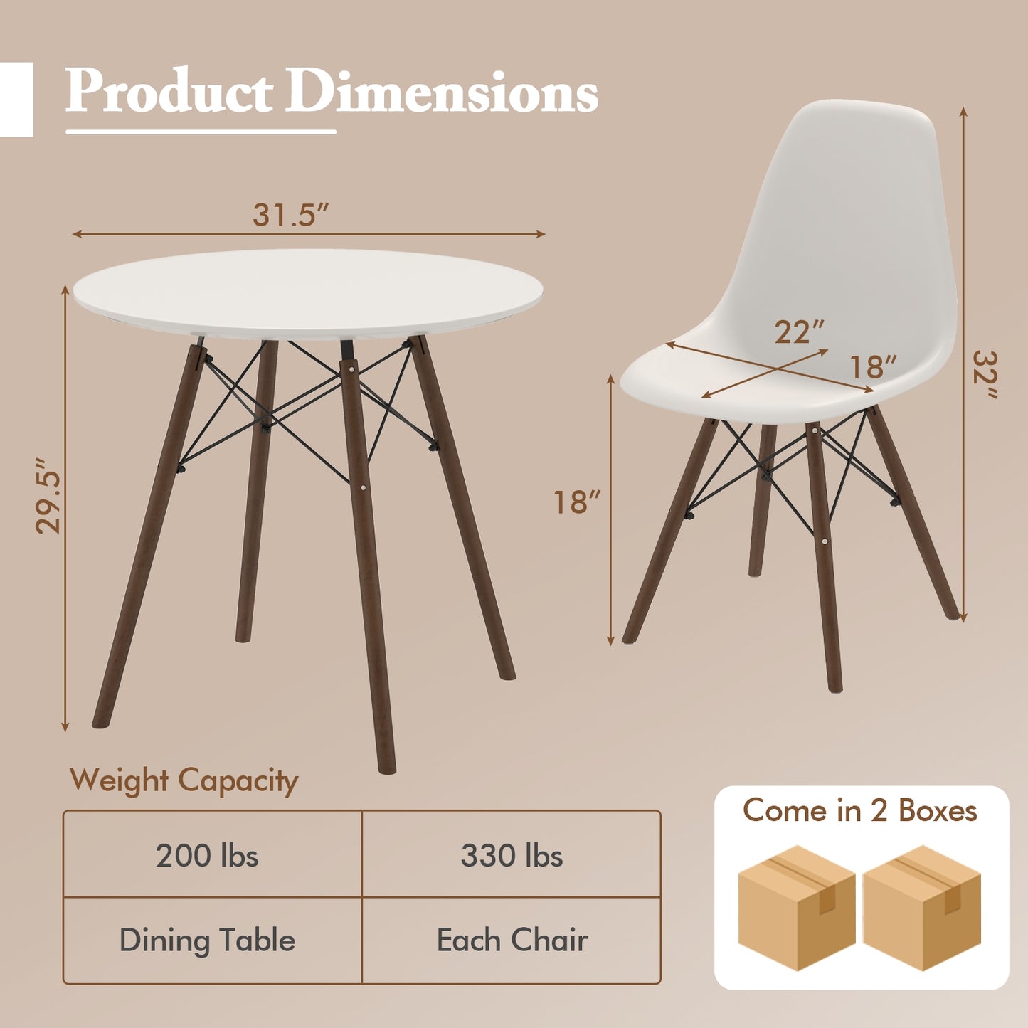 5 Pieces Dining Table Set With Solid Wood Leg, Beige Dining Room Sets at Gallery Canada