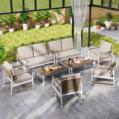 4 Pieces Patio Furniture Set with Thick Cushions and a Coffee Table, Gray Patio Conversation Sets at Gallery Canada