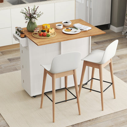 Rolling Kitchen Island with Trash Can Cabinet and Rubber Universal Wheels, White Kitchen Islands & Carts at Gallery Canada