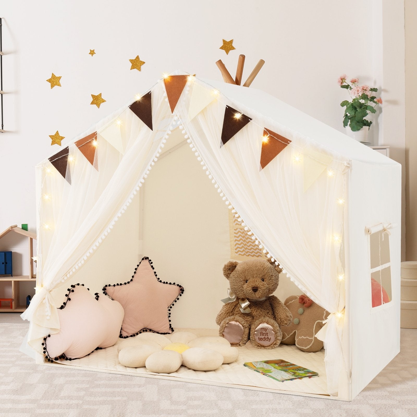 Large Toddler Playhouse Tent with Door Curtains Windows, Beige Play Tents & Playhouse at Gallery Canada