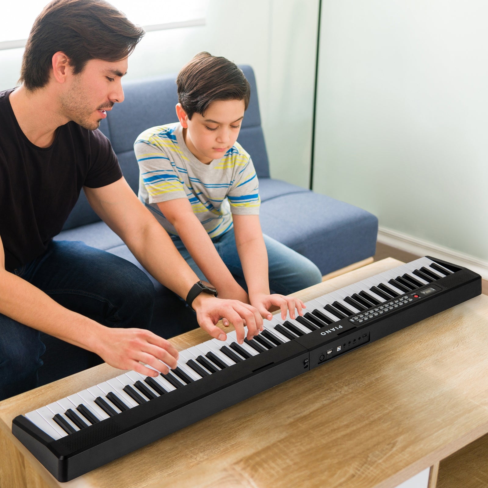 88 Key Foldable Electric Keyboard Piano with Wireless MIDI and Dual Speakers, Black Pianos & Keyboards at Gallery Canada