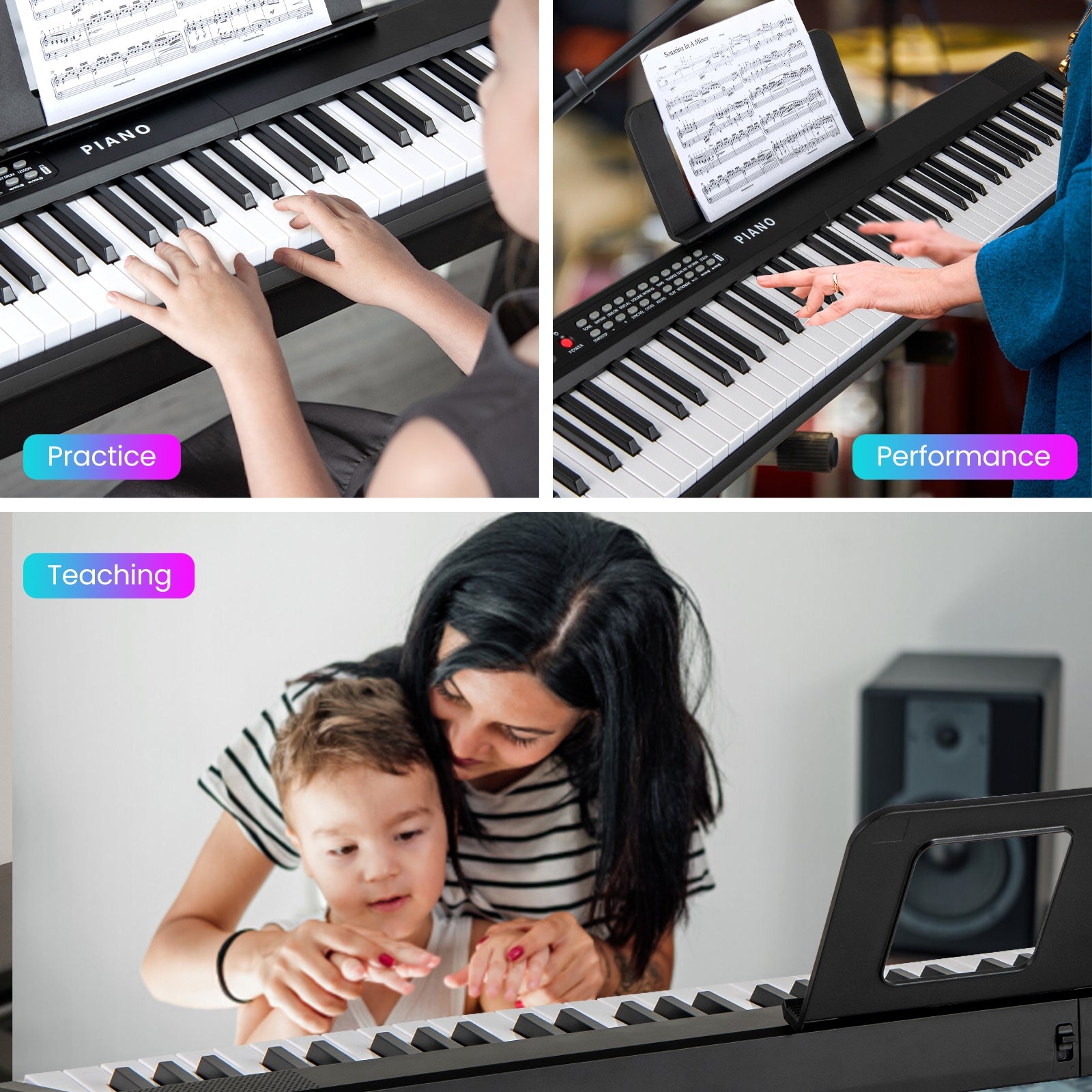 88 Key Foldable Electric Keyboard Piano with Wireless MIDI and Dual Speakers, Black Pianos & Keyboards at Gallery Canada