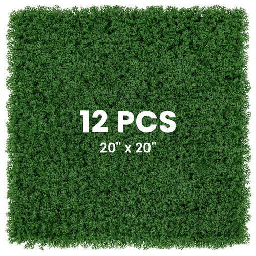 12 Pieces 20 x 20 inches Artificial Grass Wall Panels for Garden Yard Balcony, Green