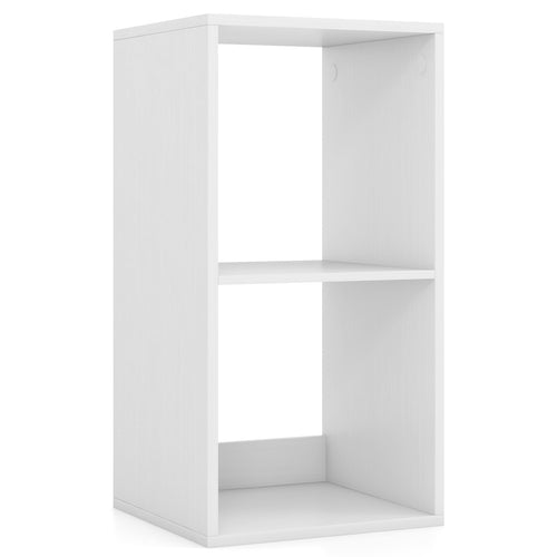 2 Cube Bookshelf with Back Guardrail for Living Room Bedroom, White