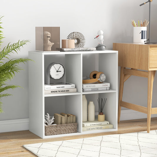 4 Cube Bookshelf with Back Guardrail for Living Room Bedroom, White Bookcases White at Gallery Canada