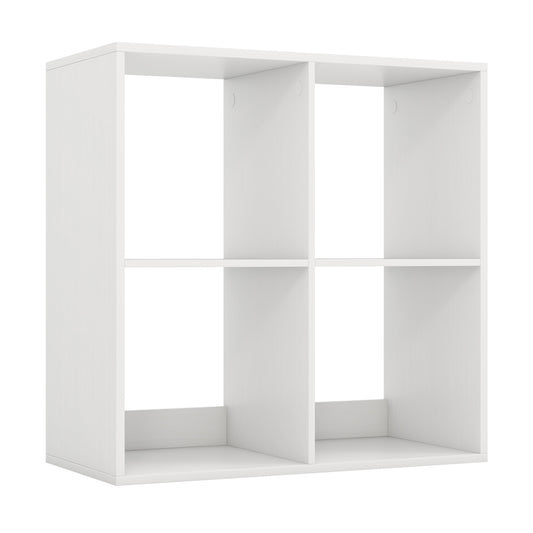 4 Cube Bookshelf with Back Guardrail for Living Room Bedroom, White Bookcases White at Gallery Canada