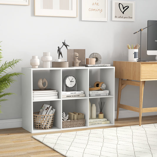 6 Cube Bookshelf with Back Guardrail for Living Room Bedroom, White Bookcases White at Gallery Canada