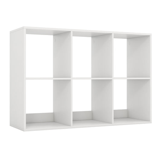 6 Cube Bookshelf with Back Guardrail for Living Room Bedroom, White Bookcases White at Gallery Canada