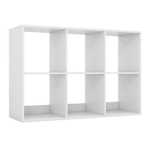 6 Cube Bookshelf with Back Guardrail for Living Room Bedroom, White