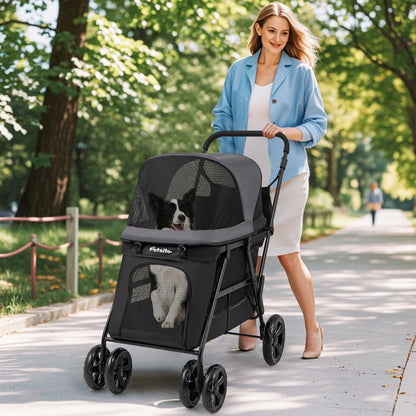 Dog Stroller for Medium Small Senior Elderly Dogs with Dual Entry, Black Dog Supplies at Gallery Canada