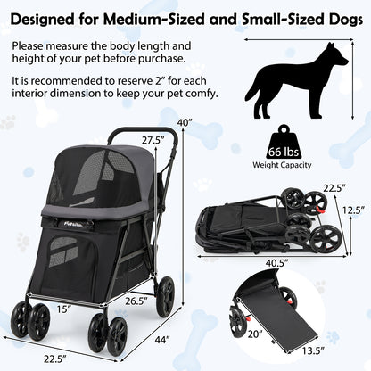 Dog Stroller for Medium Small Senior Elderly Dogs with Dual Entry, Black Dog Supplies at Gallery Canada